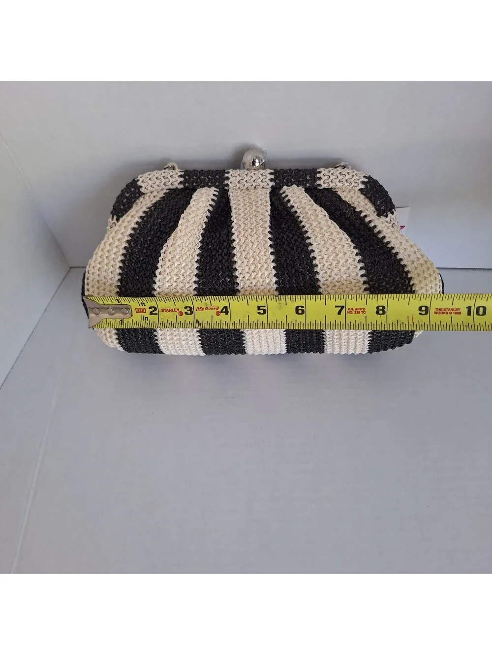 NWT Isaac Mizrahi Striped Woven Clutch Chain Strap Crossbody Bag